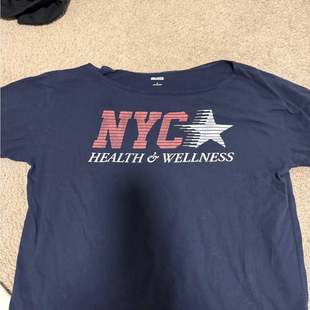 Hollister Navy NYC Wellness off the shoulder top